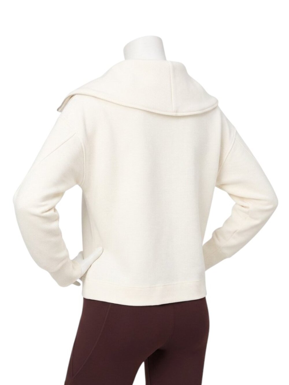 Sweaty Betty Women's Peaceful Rib Half Zip Cropped Sweatshirt, XL, Lily White - Picture 2 of 12